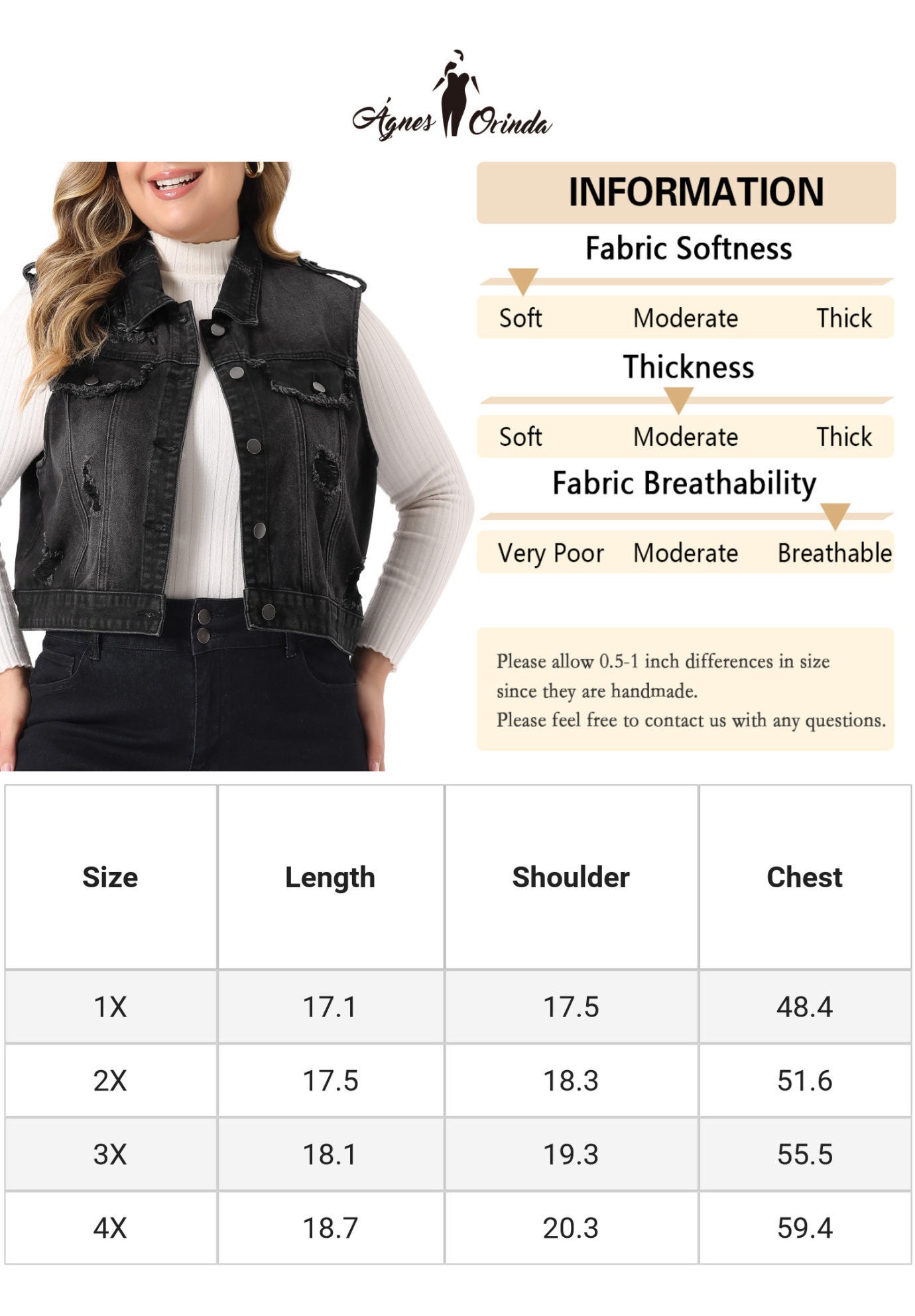 SLEEVELESS BUTTON JEAN CROP DENIM VEST, Black / Black, alternate image number 4