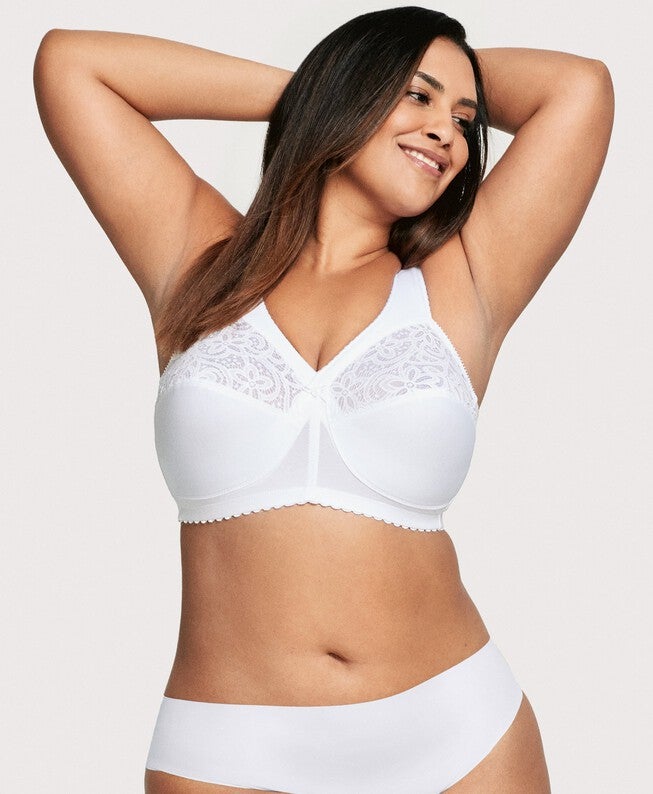 MagicLift Cotton Support Bra, White / White, alternate image number 3