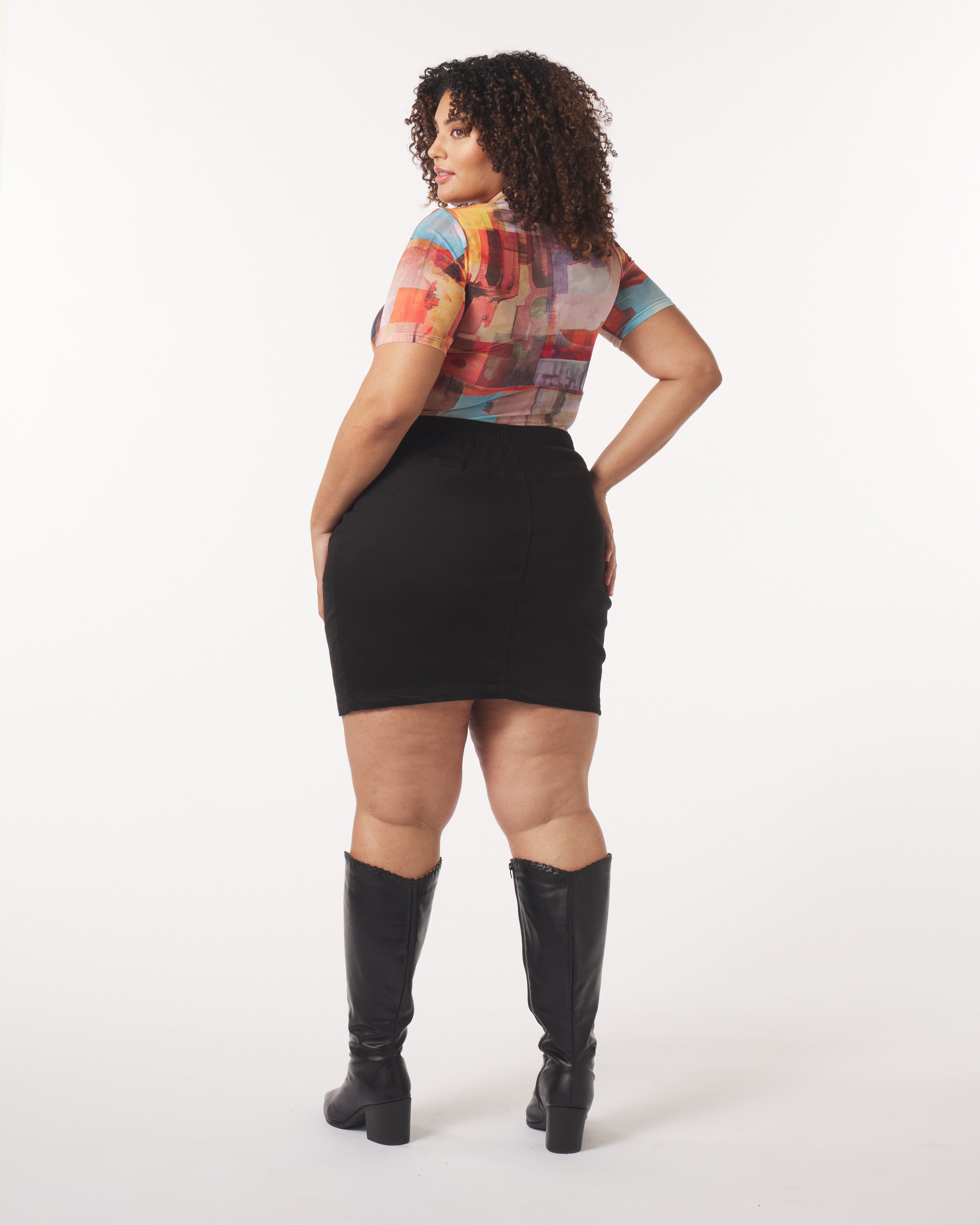 Leah Cotton Tencel Cargo Mini Skirt, Black / Black, alternate image number 3