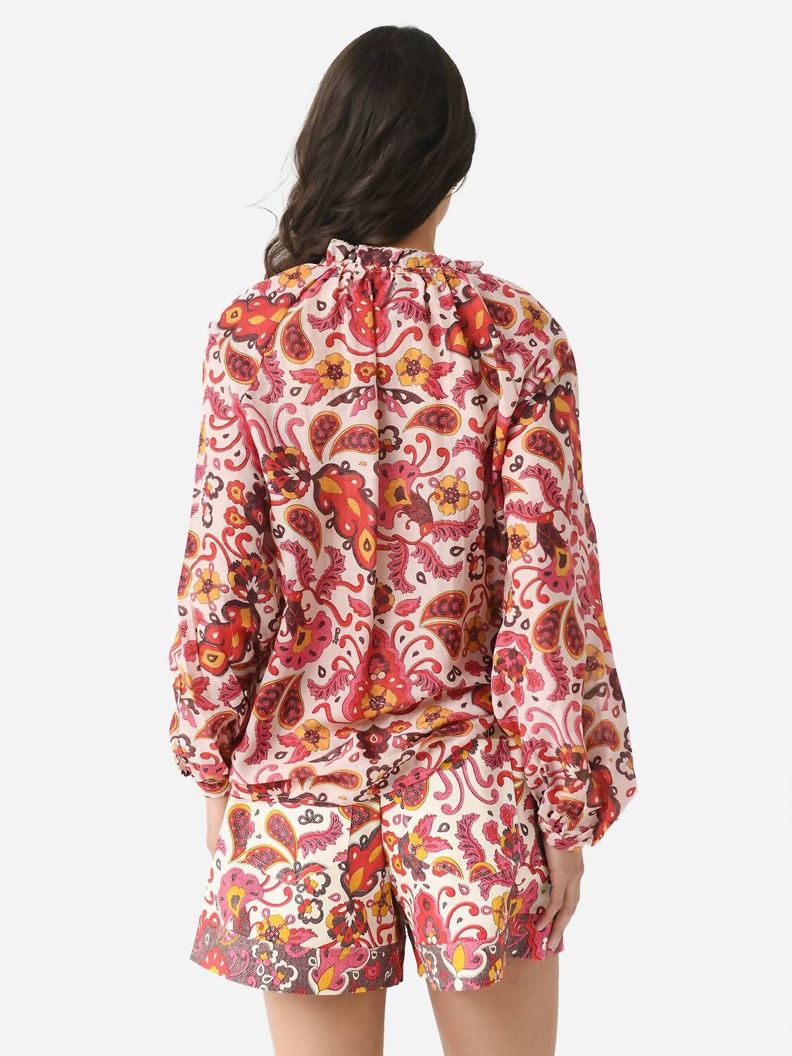 JUNIPER OVERSIZED BLOUSE, Paisley Cream / Red, alternate image number 2