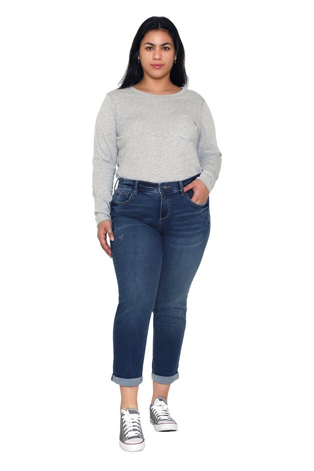 Mid Rise Boyfriend - Kennedi, KENNEDI / Dark Wash, hi-res image number 0