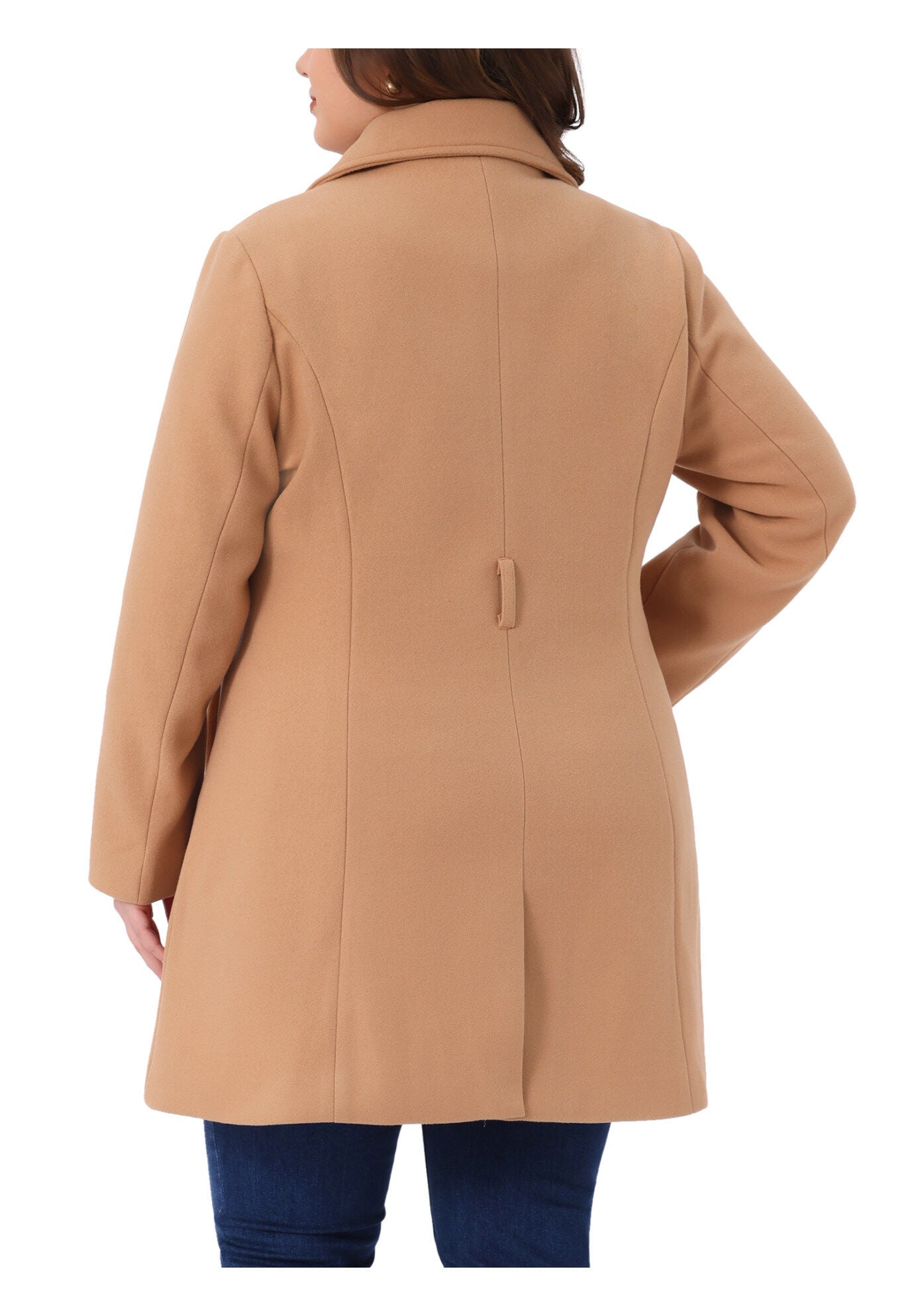 Single Breasted Overcoat Pockets Winter Outerwear with Belt, Camel / Brown, alternate image number 3