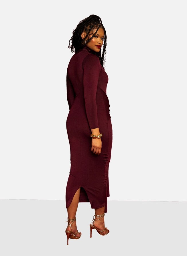 Mary Draped Tie Bodycon Maxi Dress, Red / Red, alternate image number 2
