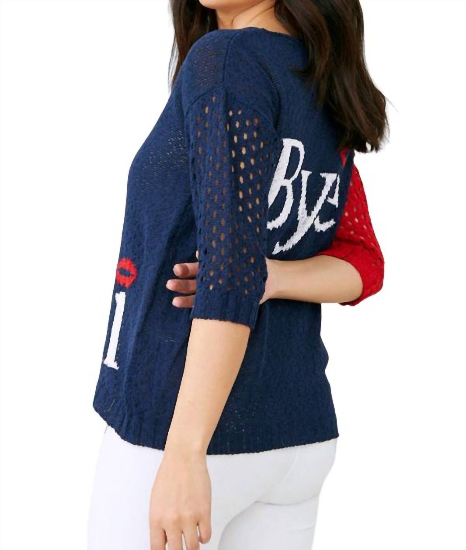 CROCHET HI-BYE CREW IN BLUE, , alternate image number 4