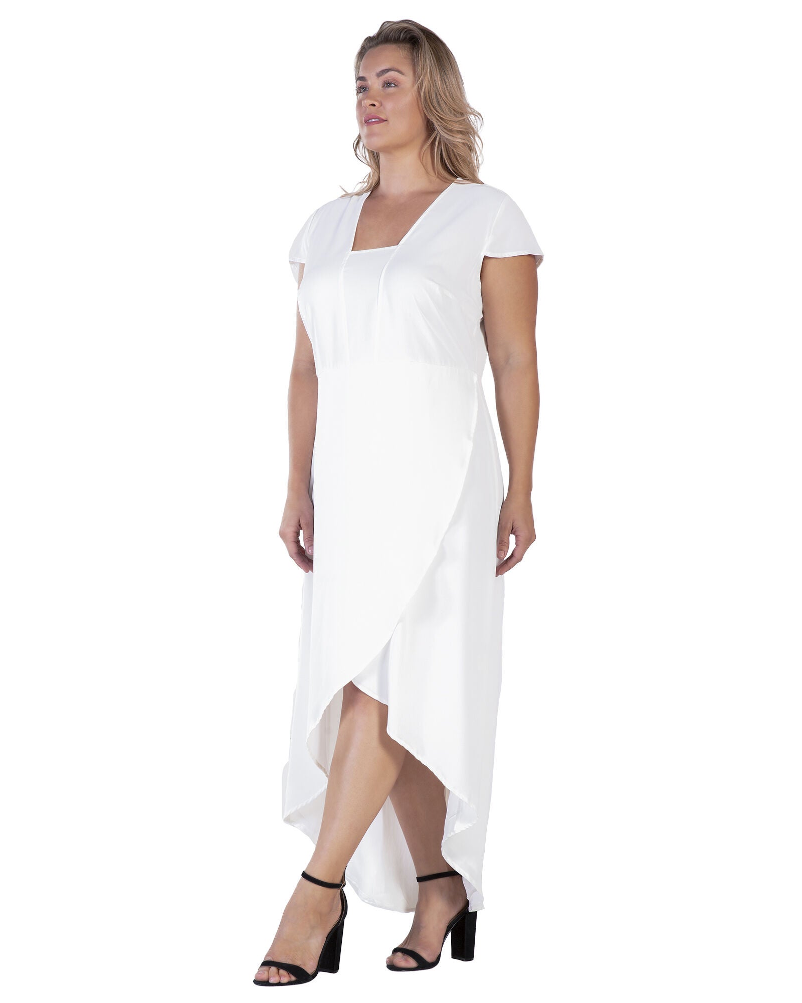Standards & Practices Cap Sleeve High-Low Tulip Dress, IVORY / White, alternate image number 2