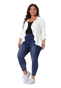 3/4 Sleeve Open Front Cropped Shrug Bolero Cardigan