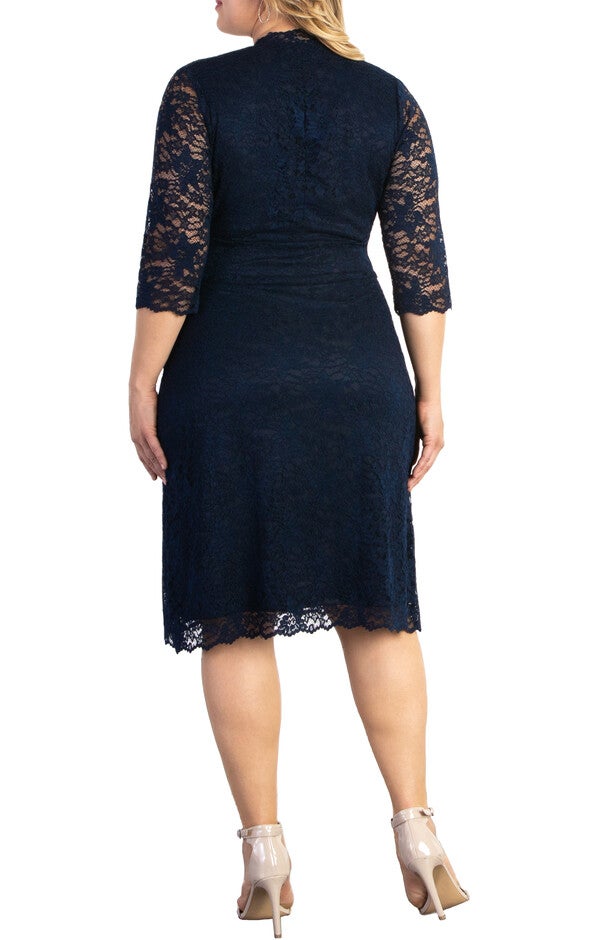 Scalloped Boudoir Lace Dress, INDIGO BLUE / Navy, alternate image number null