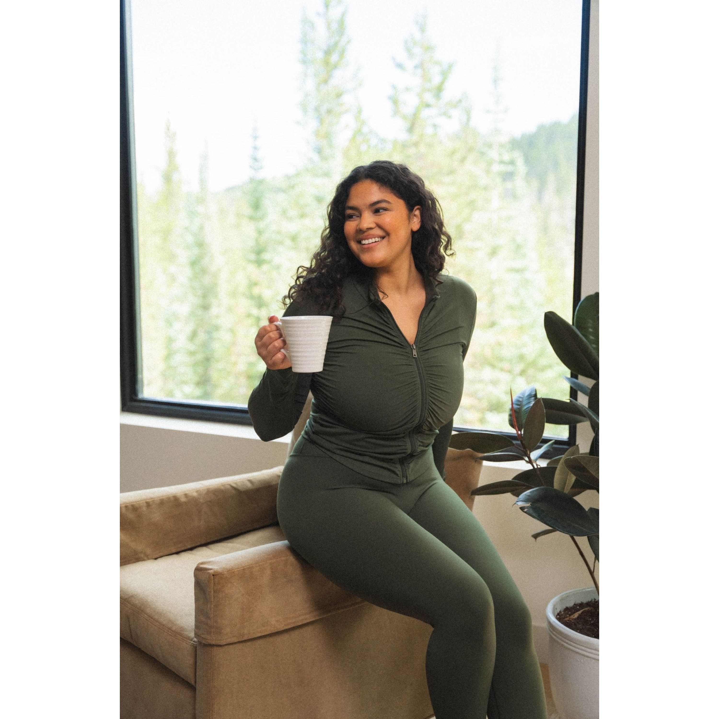 Cloud II Gather Jacket, Olive / Olive Green, alternate image number 3