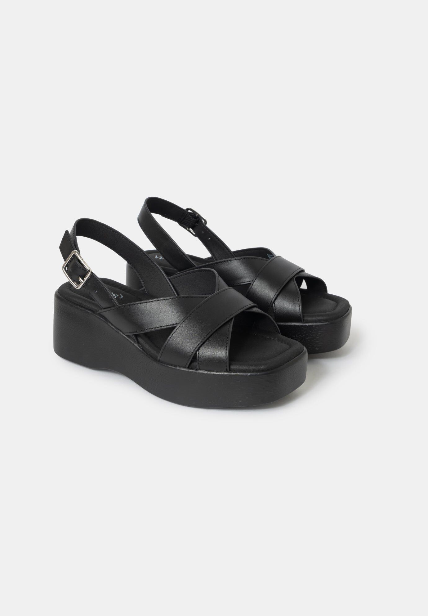 Nina Wedge Sandals, Black / Black, alternate image number 1