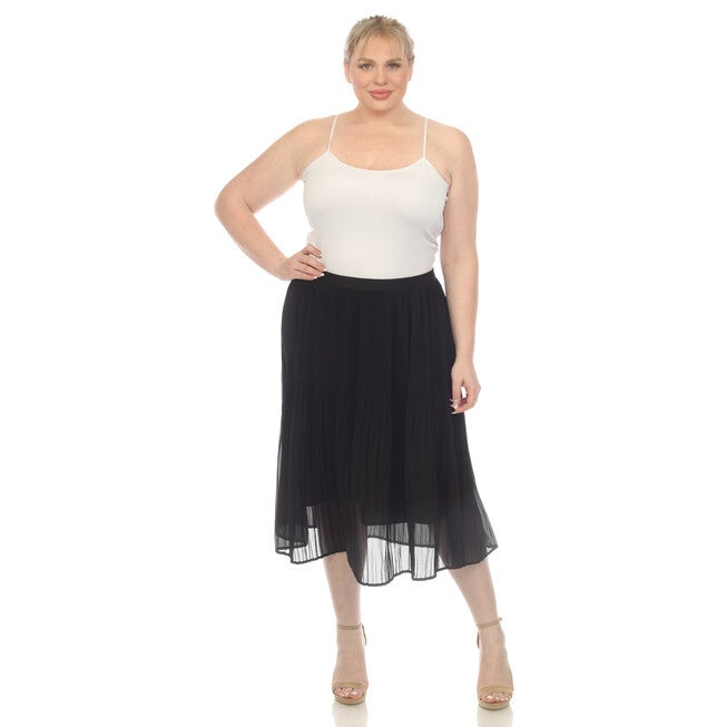 Chiffon Pleated Midi Skirt, Black / Black, alternate image number 2