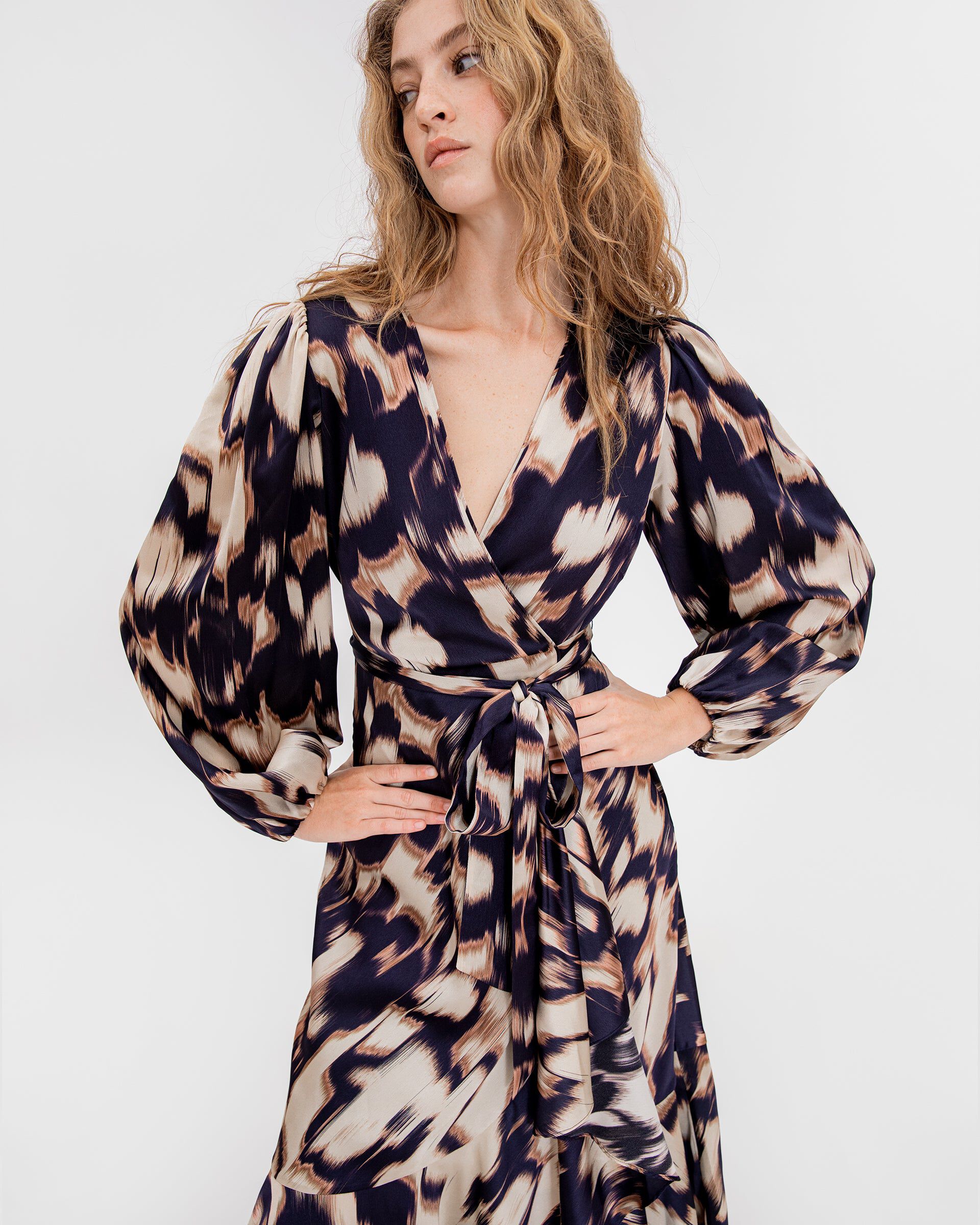 Long Sleeve Blaire Dress, CreamMaritime BlueTan / Navy, alternate image number 4