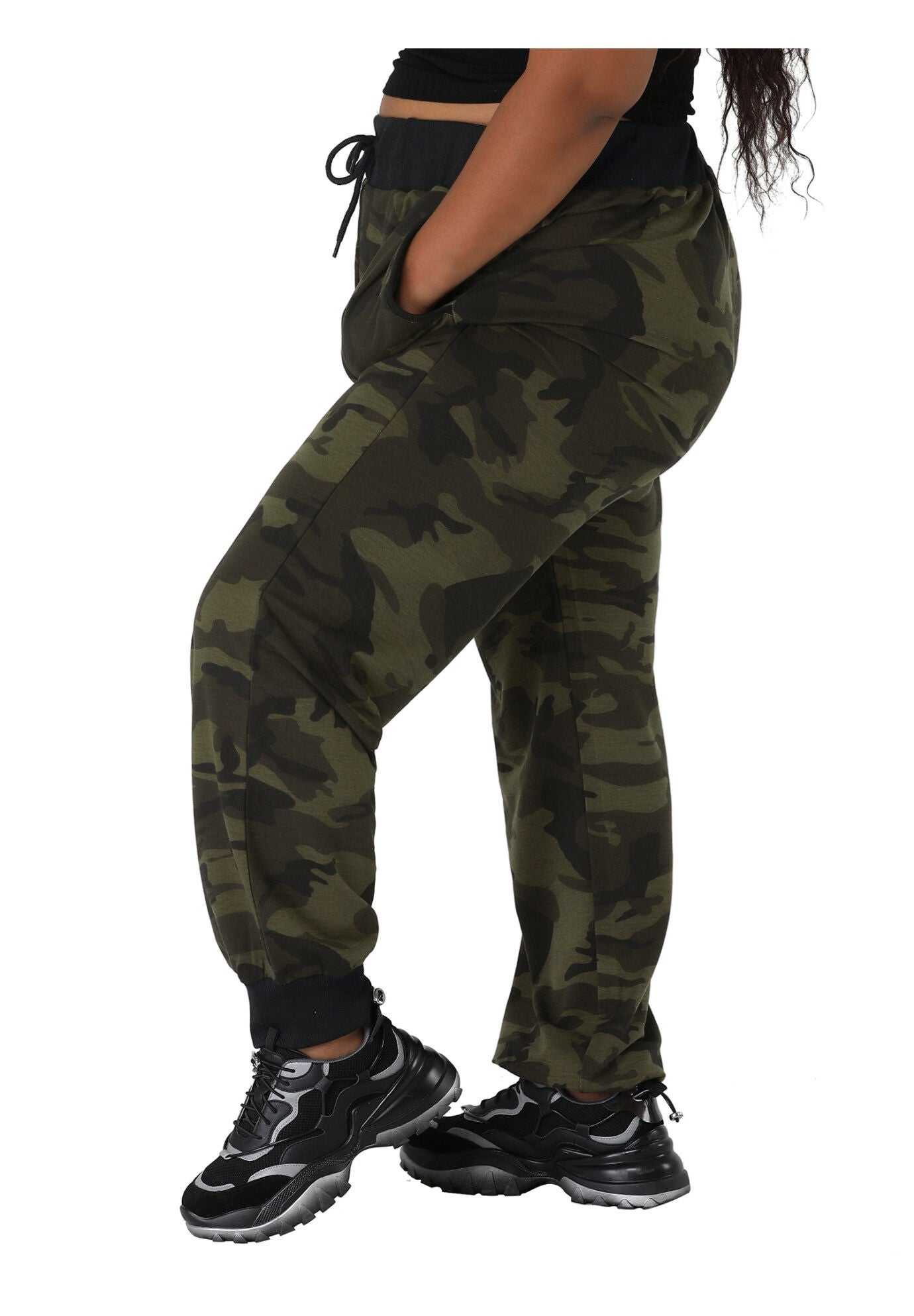 DRAWSTRING WAIST JOGGER SWEATPANTS, Army Green / Olive Green, alternate image number 1