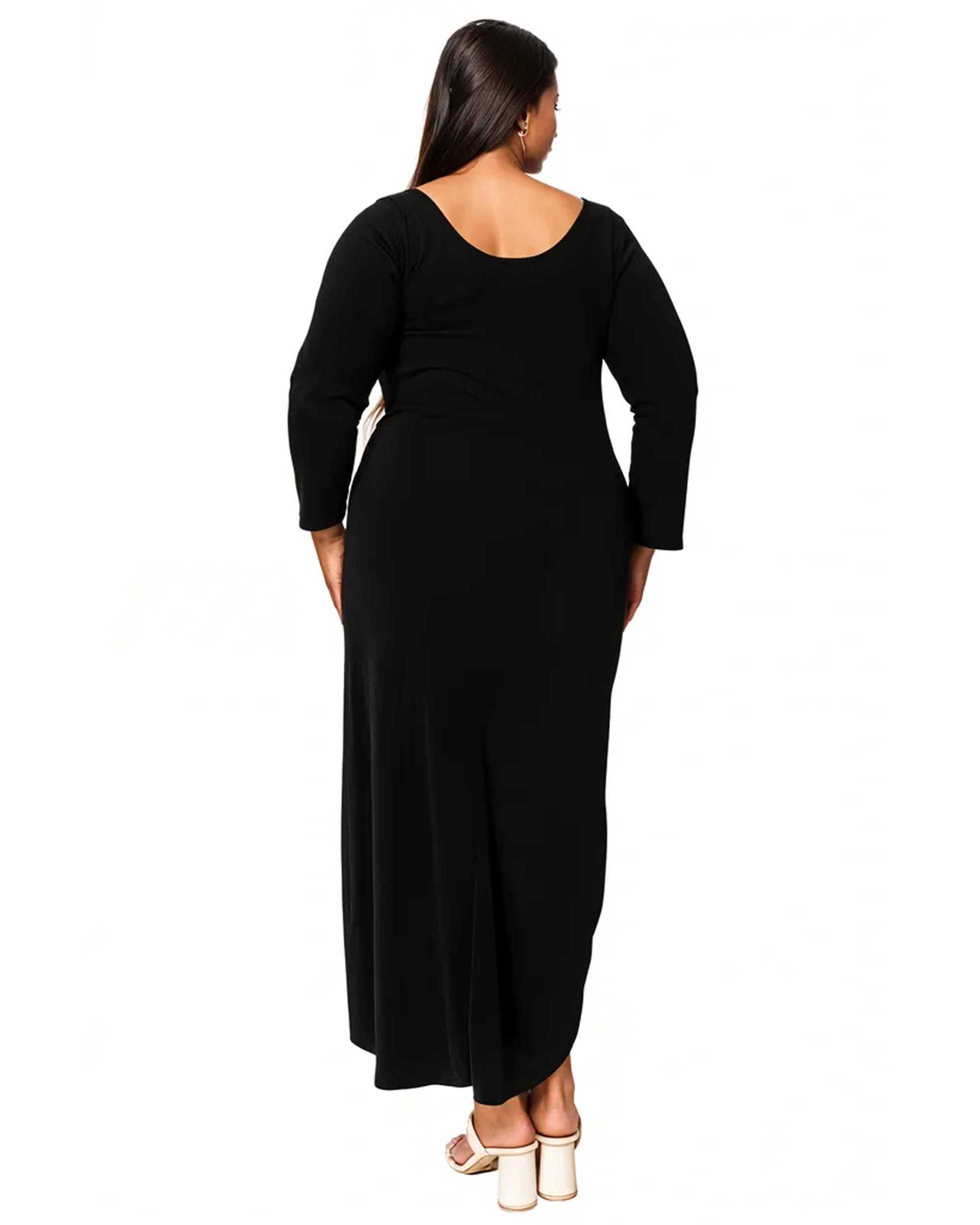 ASHE SCOOP NECK MAXI, Black / Black, alternate image number 2