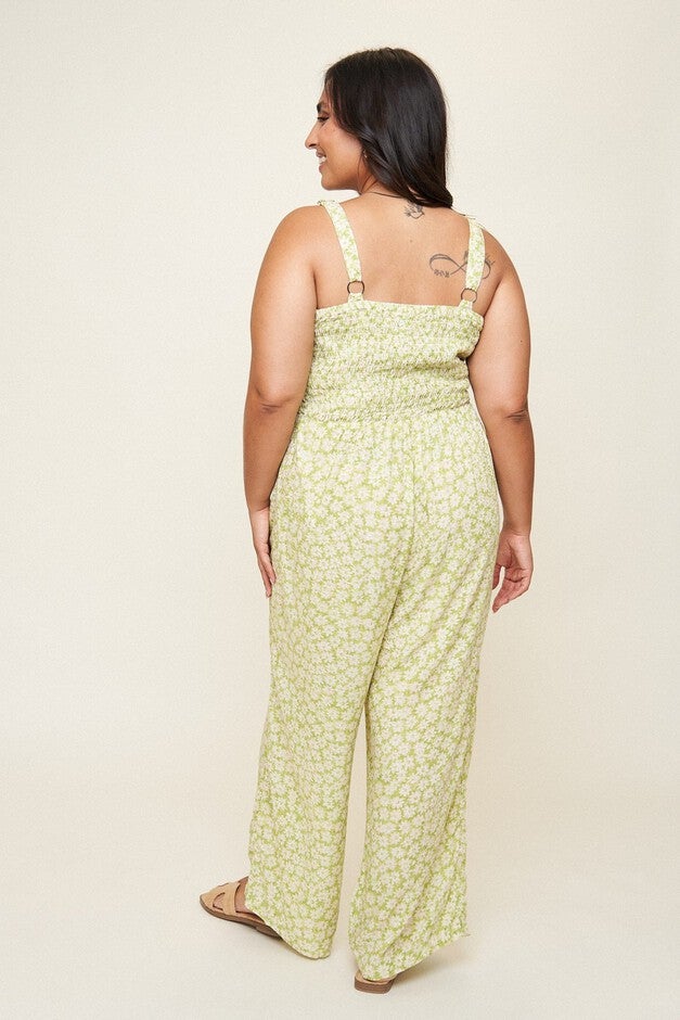 Jamie Tie Front Jumpsuit, Daisy Jacquard / Light Green, alternate image number 2