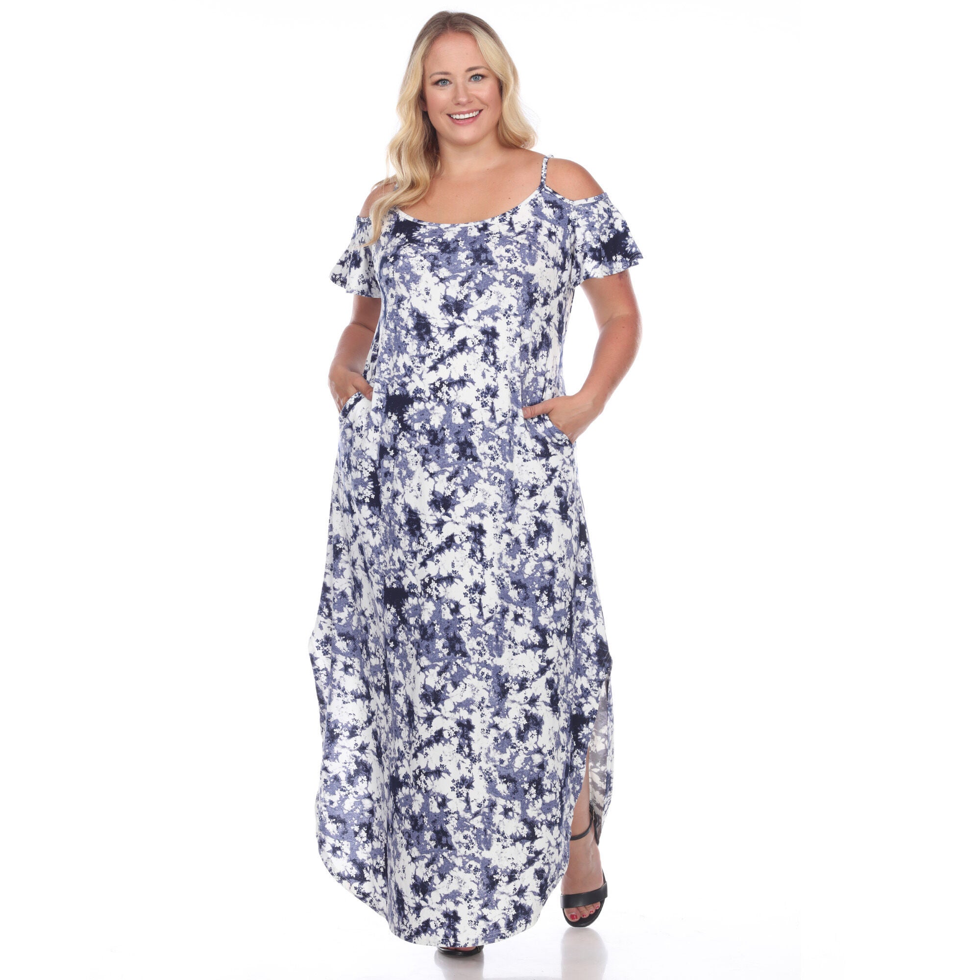 Cold Shoulder Tie-Dye Maxi Dress, , alternate image number 7