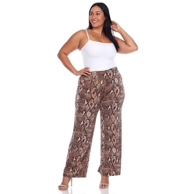 Snake Print Palazzo Pants, Brown Snake / Brown, alternate image number null