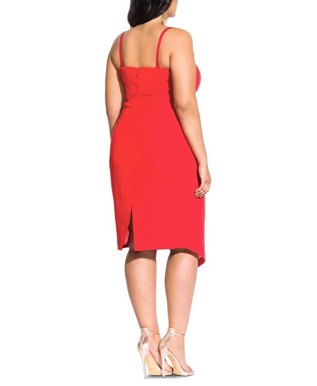 City Chic Women's Trendy Plus Size Twisted Asymmetrical Dress Red Size Petite Small, Red / Red, alternate image number null