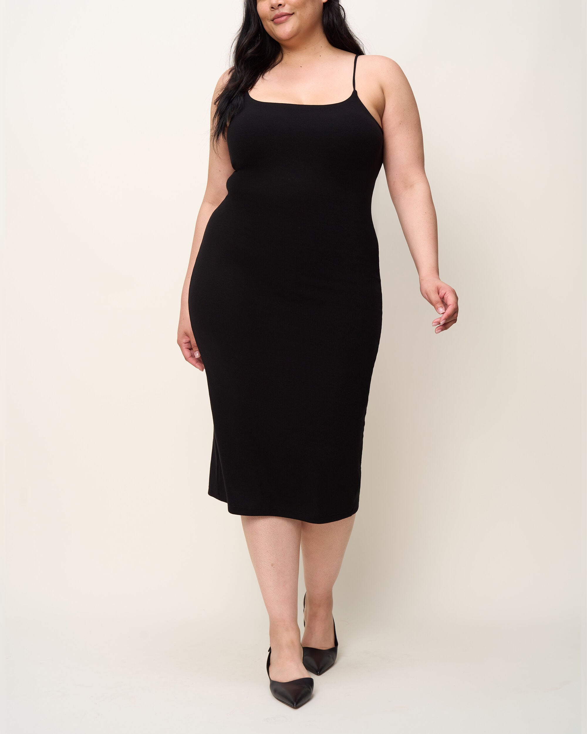 The Spaghetti Strap Midi Dress, Onyx / Black, hi-res image number 0