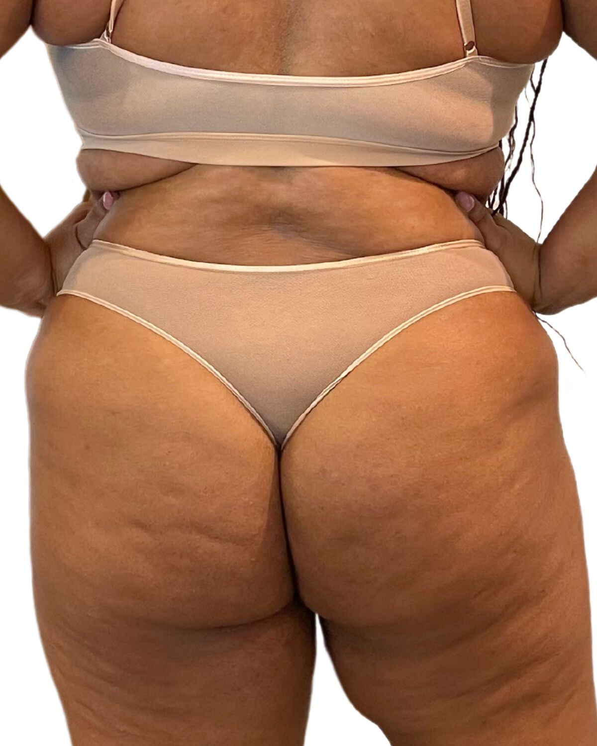 Nude Shade Mesh Sheer Stretch Thong, Honey / Ivory, alternate image number 1