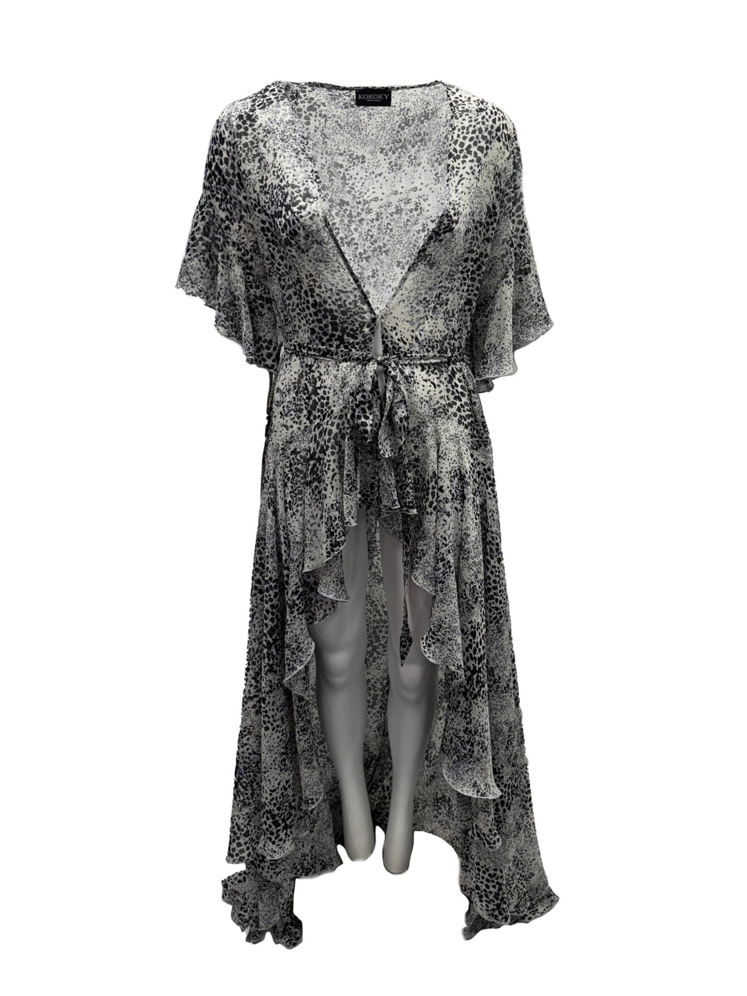 Korinne Standard Kaftan Black & White Cheetah Print, BlackWhite / Black, hi-res image number 0