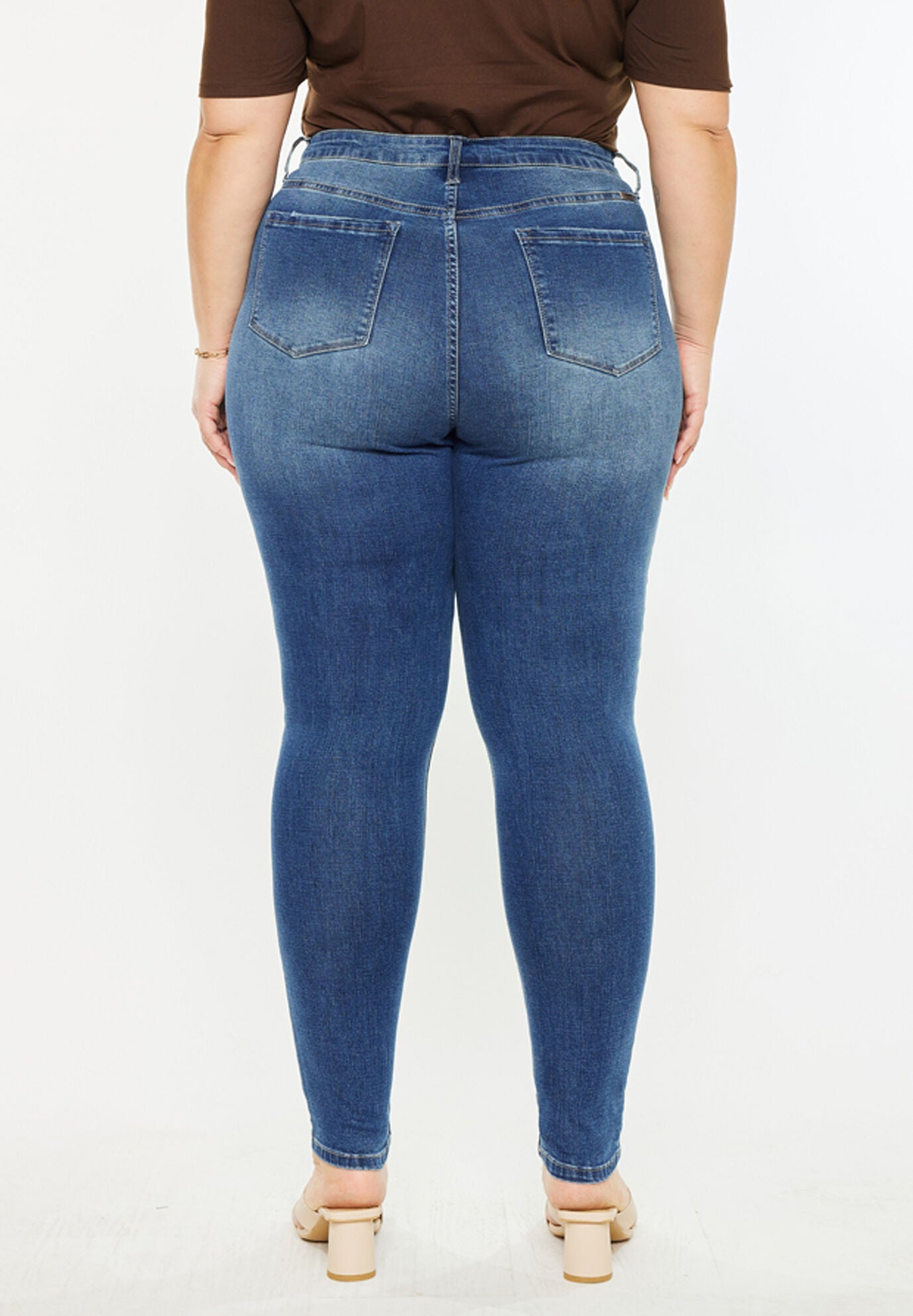 Bluebird Essentials High Rise Super Skinny Jeans (Plus Size), Medium Wash / Medium Wash, alternate image number 4