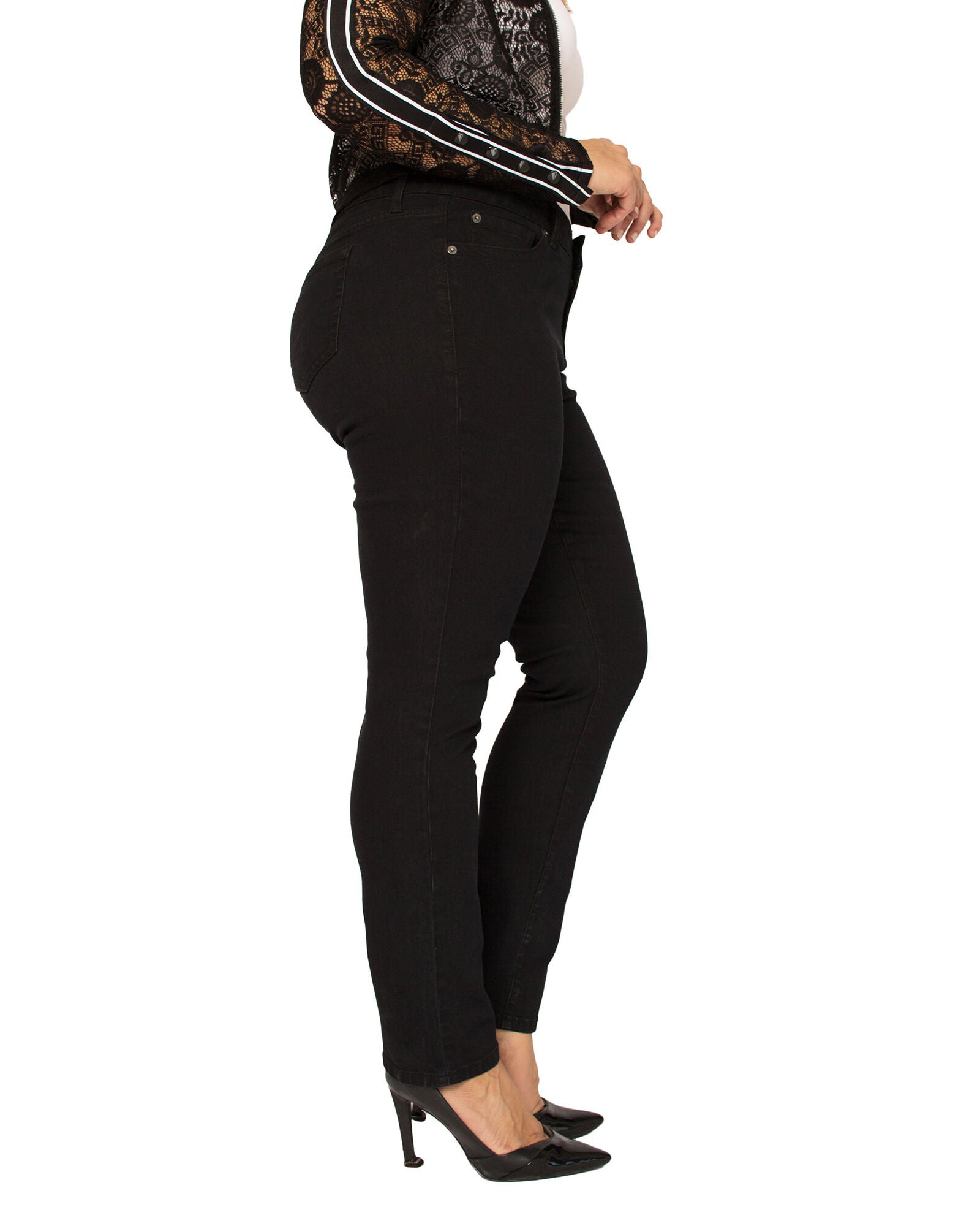 Plus Size Elizabeth Basic 5-Pocket Style Skinny Jean, Over Dye Black / Black, alternate image number 1