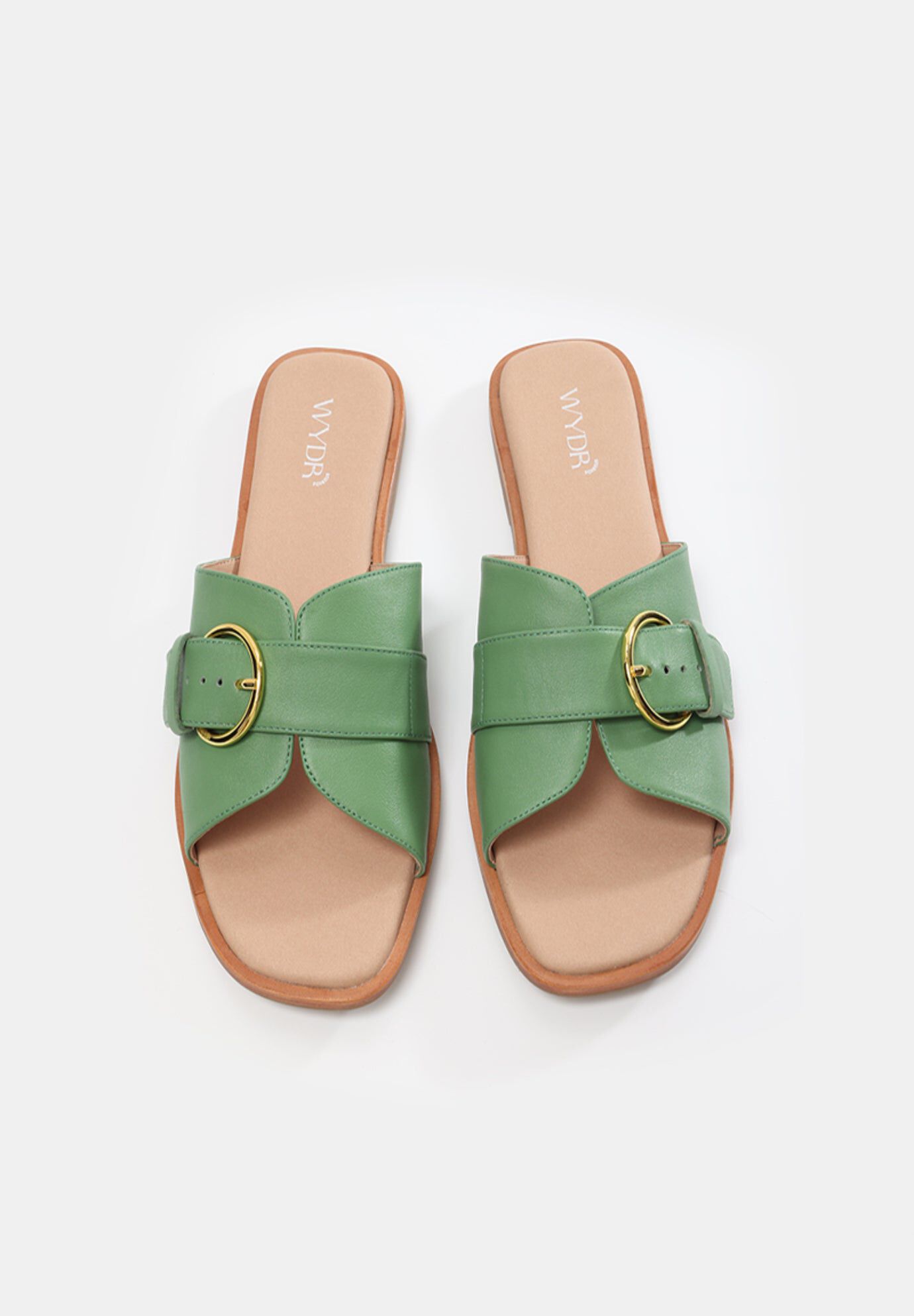 Marbella Buckle Flat Slides, Cactus / Forest Green, alternate image number 2