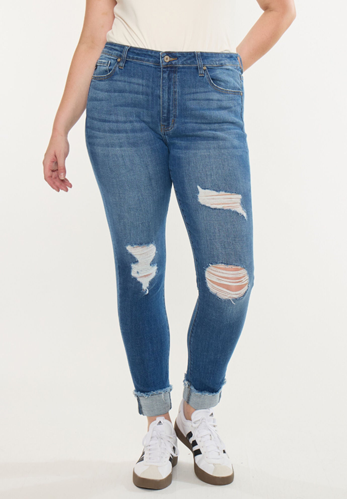 Stevie Mid Rise Ankle Skinny (Plus Size), Medium Wash / Medium Wash, alternate image number 1