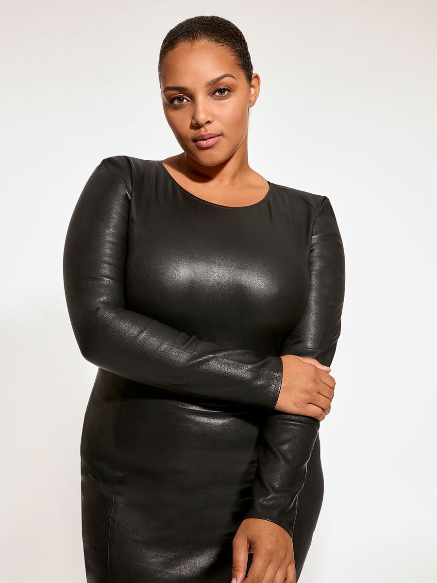 Mrs. Smith Stretch Leather Dress, Black / Black, alternate image number 1