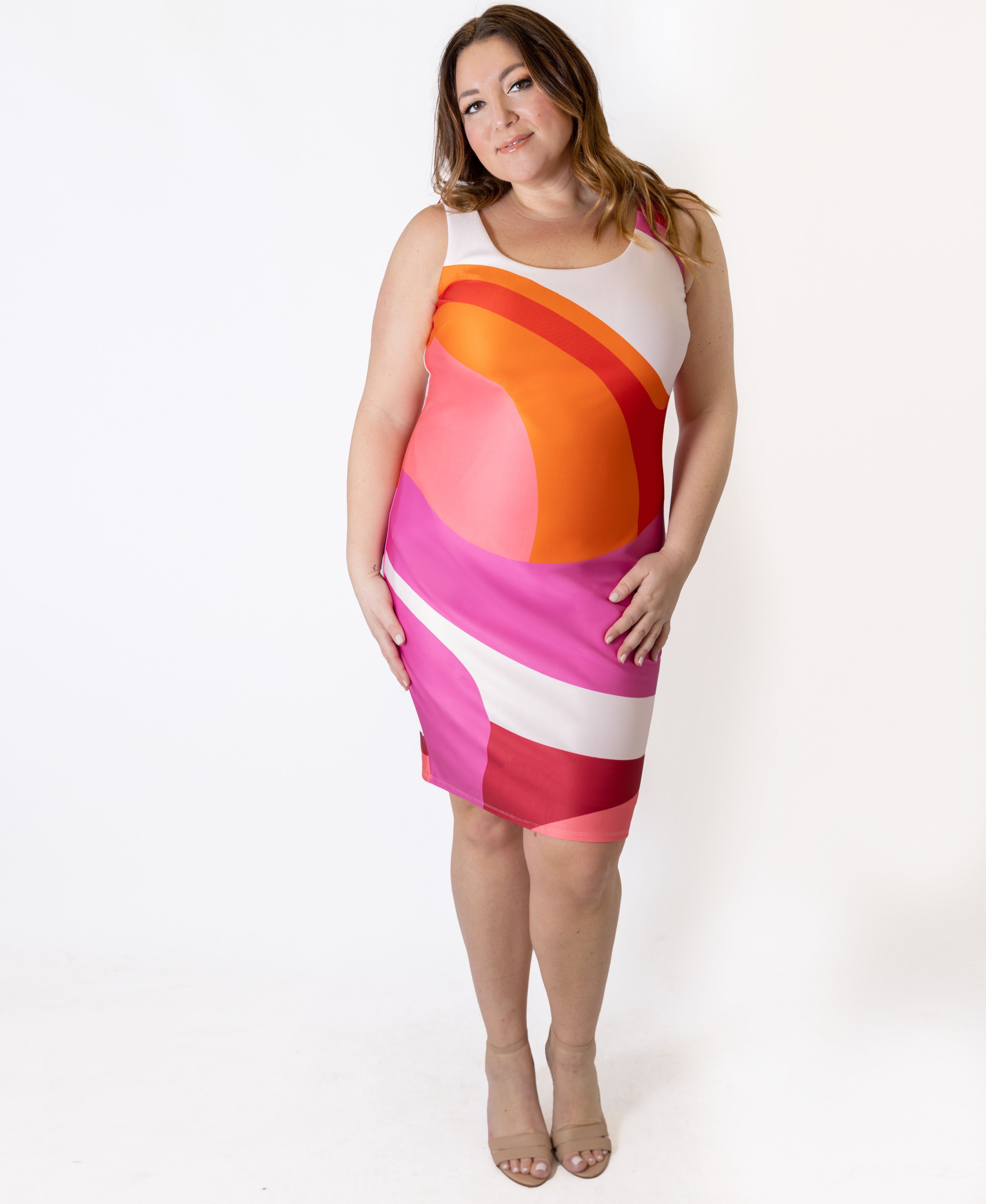 Abstract Scuba Sheath Dress, , alternate image number 7