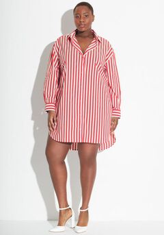 SIGNATURE TUNIC SHIRT -  POPPY STRIPE