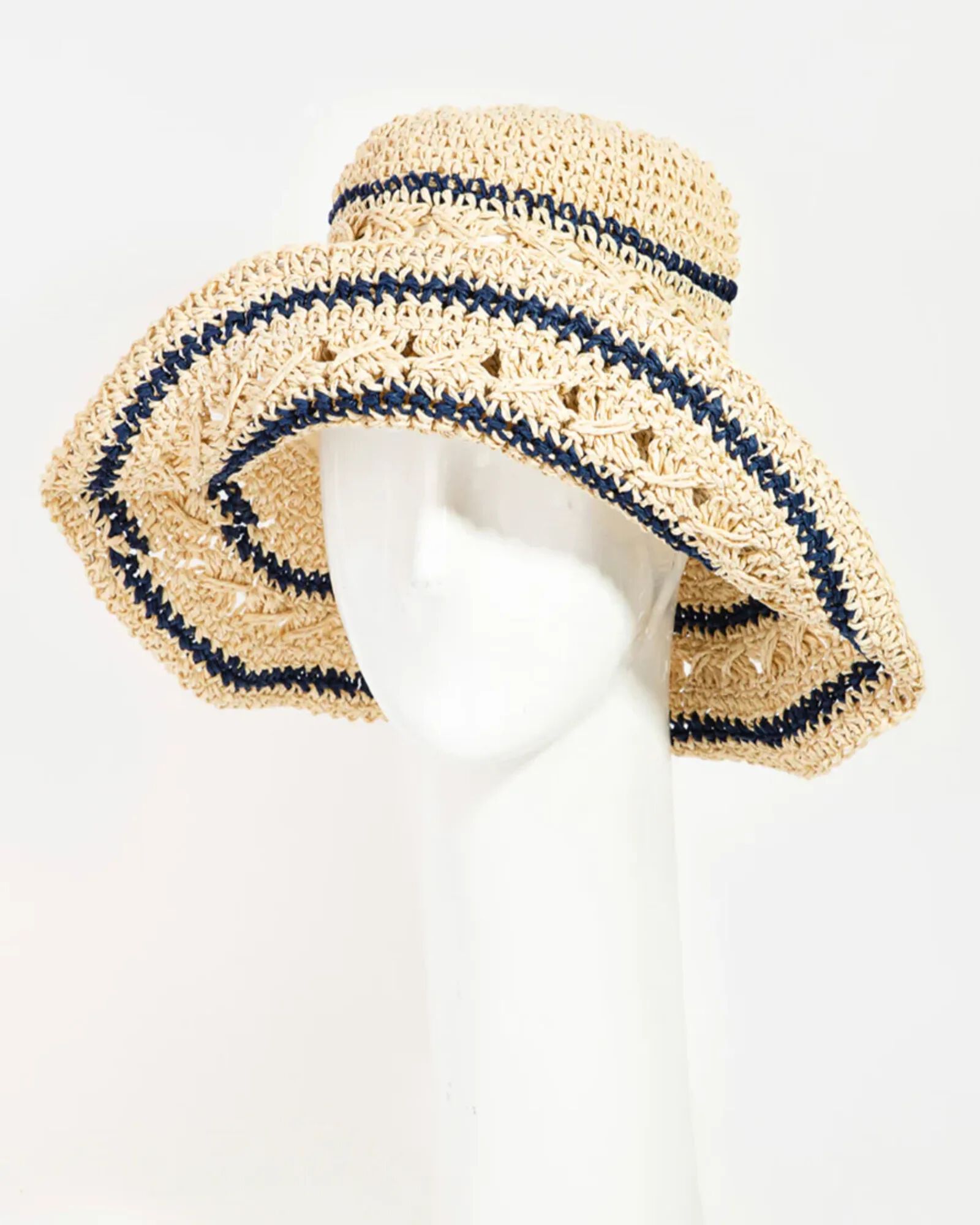 Crochet Stripe Straw Bucket Hat, , alternate image number 3