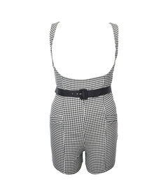 Unique Vintage Black & White Gingham Suspender Shorts