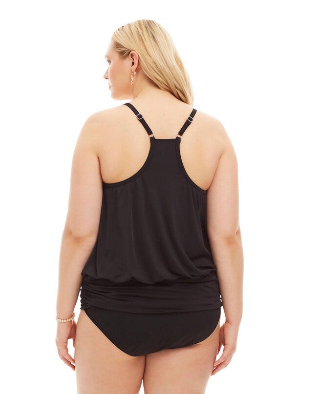LUXURY RACERBACK TANKINI TOP WITH MATCHING TANKINI BOTTOM, Black / Black, alternate image number 2