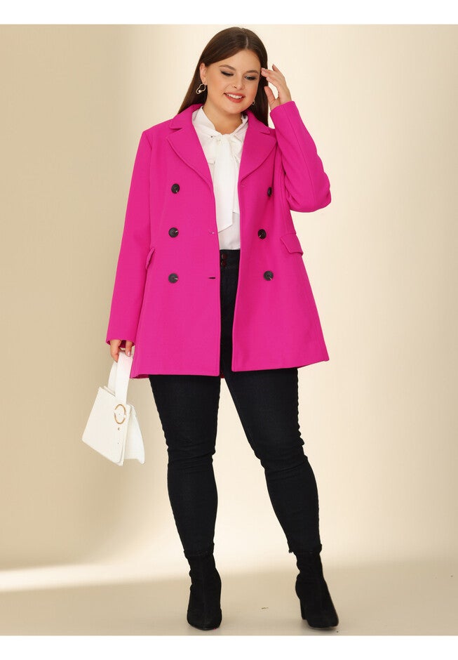 NOTCHED LAPEL DOUBLE BREASTED COAT, Hot Pink / Pink, alternate image number 1