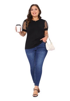 Mesh Short Sleeve Summer Blouse Top