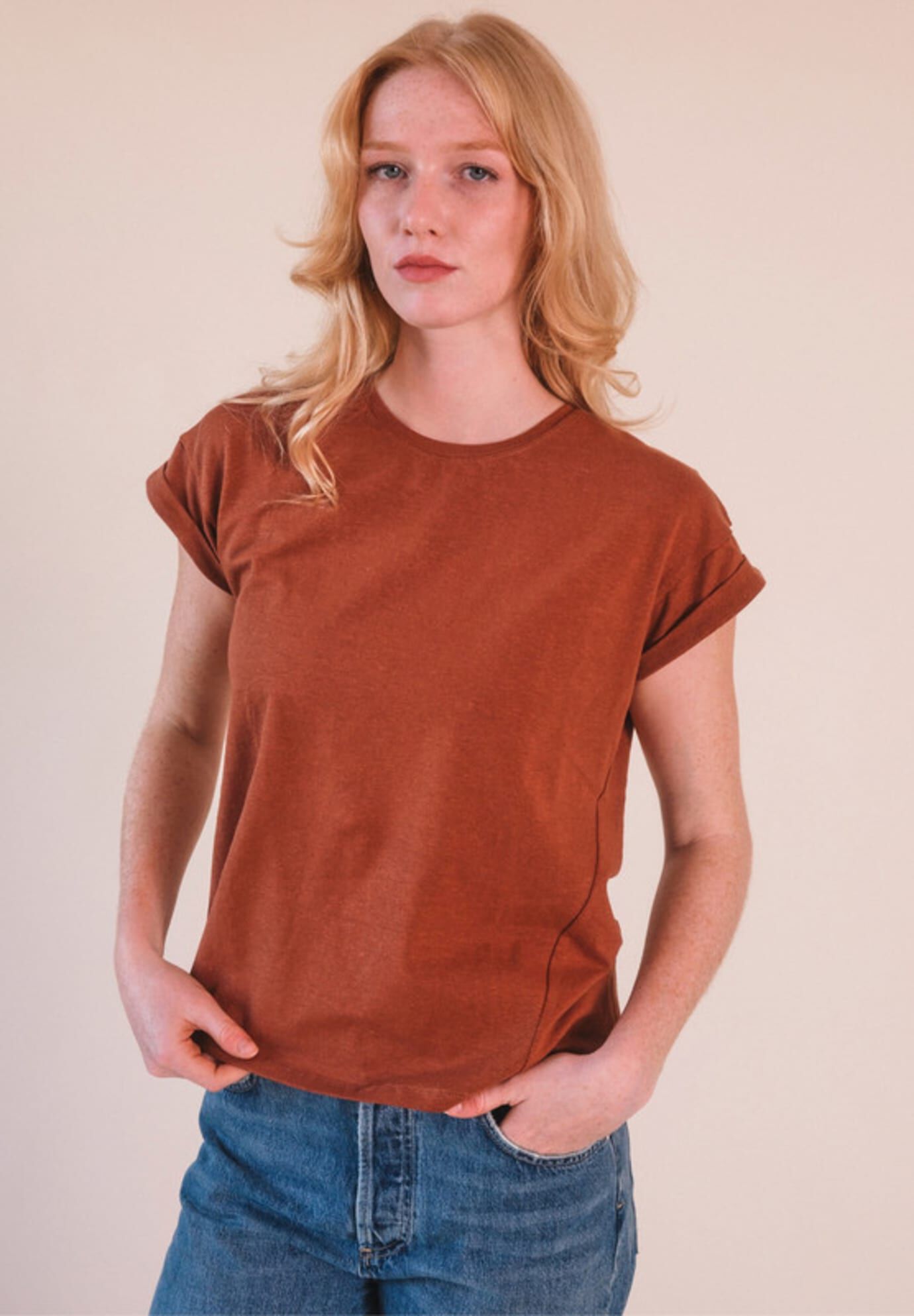 Plus Jane Cuffed Hemp Tee, Pecan / Brown, hi-res image number 0