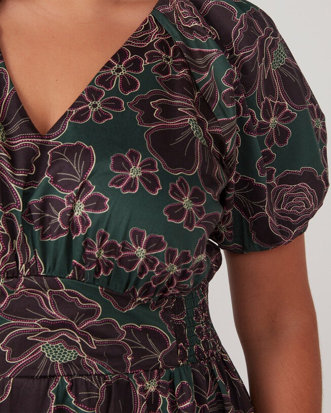 Wildfloral Midi Dress, Print / Forest Green, alternate image number 4