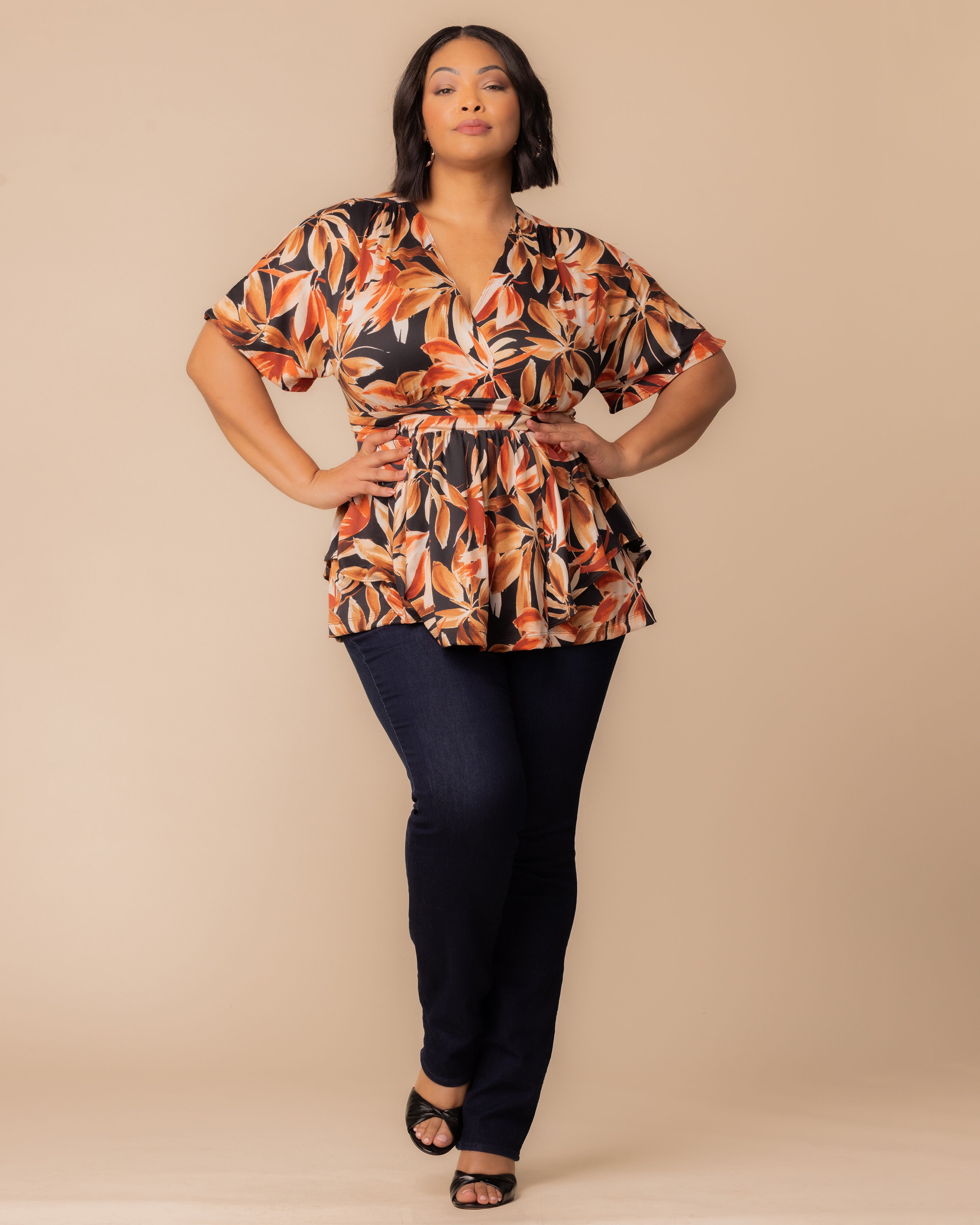 Encore Print Top, HARVEST FEST / Orange, alternate image number 4