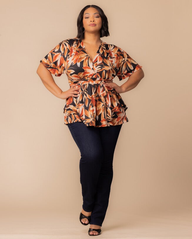 Encore Print Top, HARVEST FEST / Orange, alternate image number 4