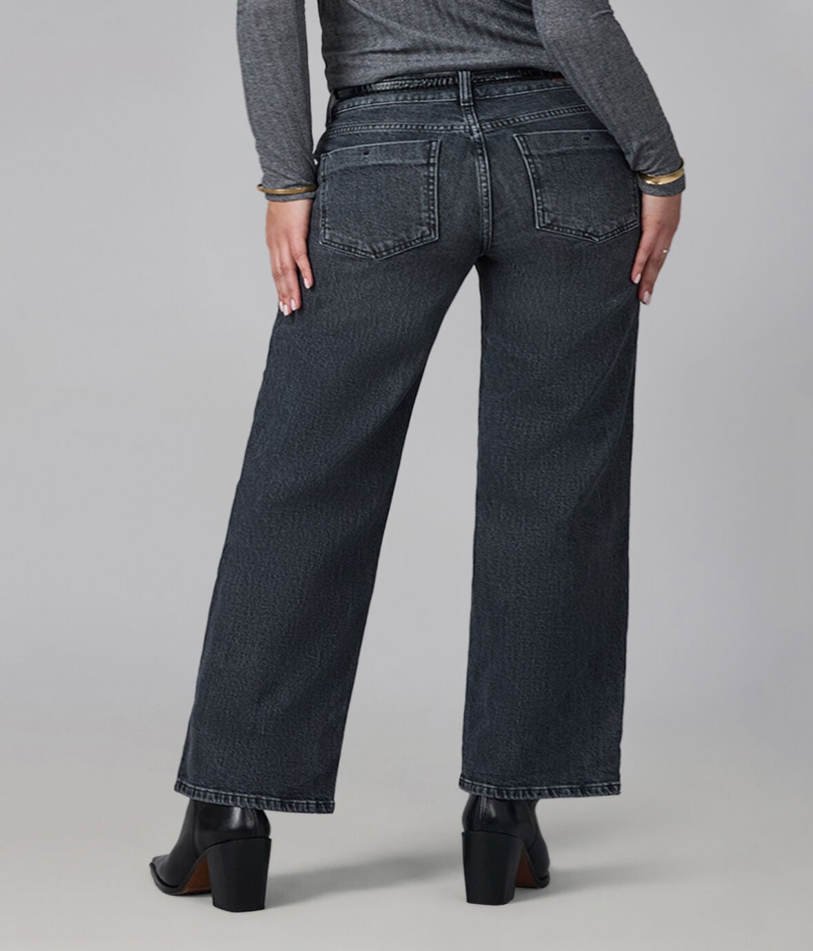 MIRO-GG Mid Rise Relaxed Straight Jeans, Grit Gray / Charcoal Grey, alternate image number 2