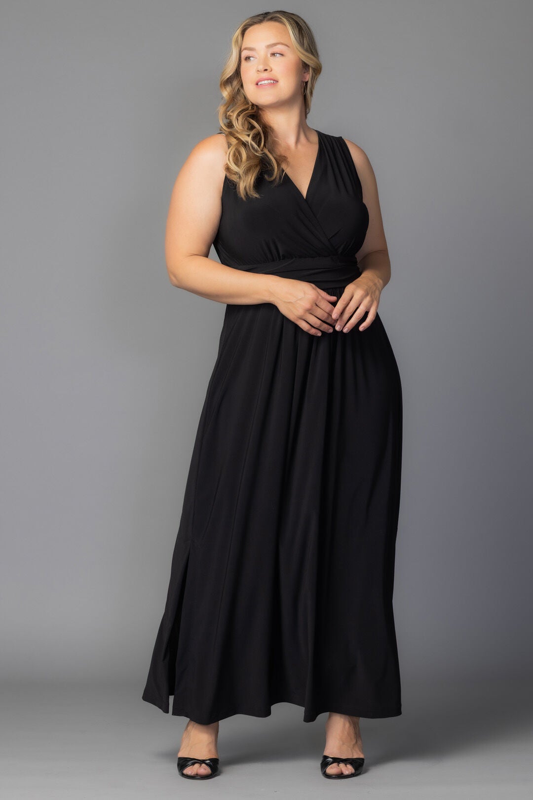 Daniela Sleeveless Maxi Dress, Black Noir / Black, alternate image number 5