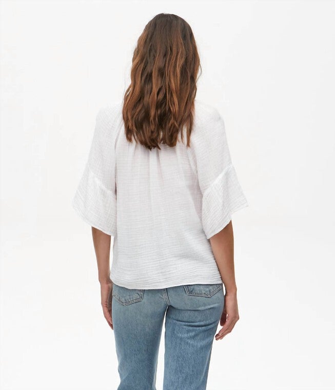 SAVANNAH GAUZE TOP IN WHITE, , alternate image number null