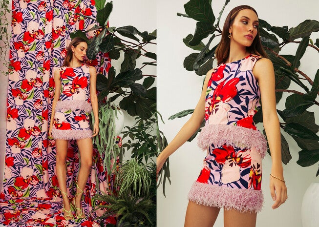 Feather' Hem Floral Skirt, , alternate image number 7