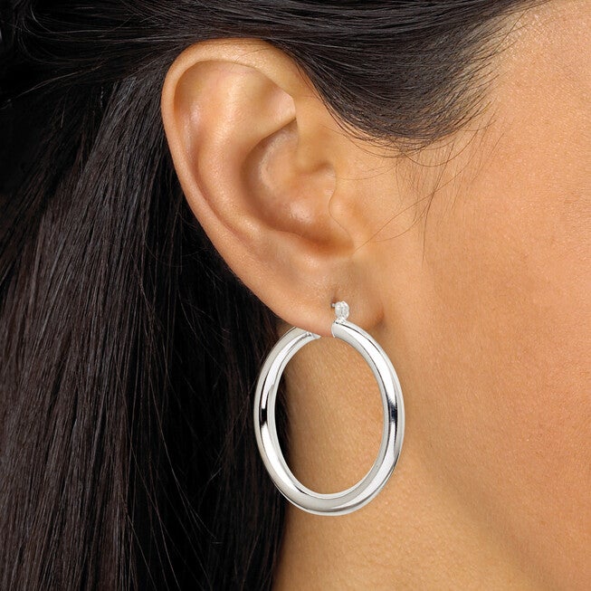3 Pair Hoop Earrings Set in .925 Sterling Silver, White / White, alternate image number null