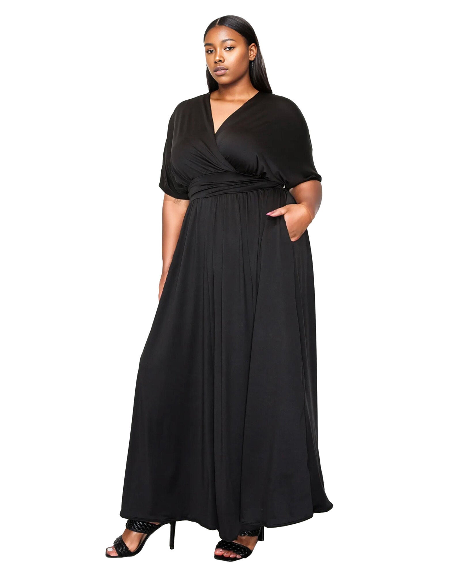 Raffi Pocket Empire Waist Maxi Dress, Black / Black, alternate image number 2