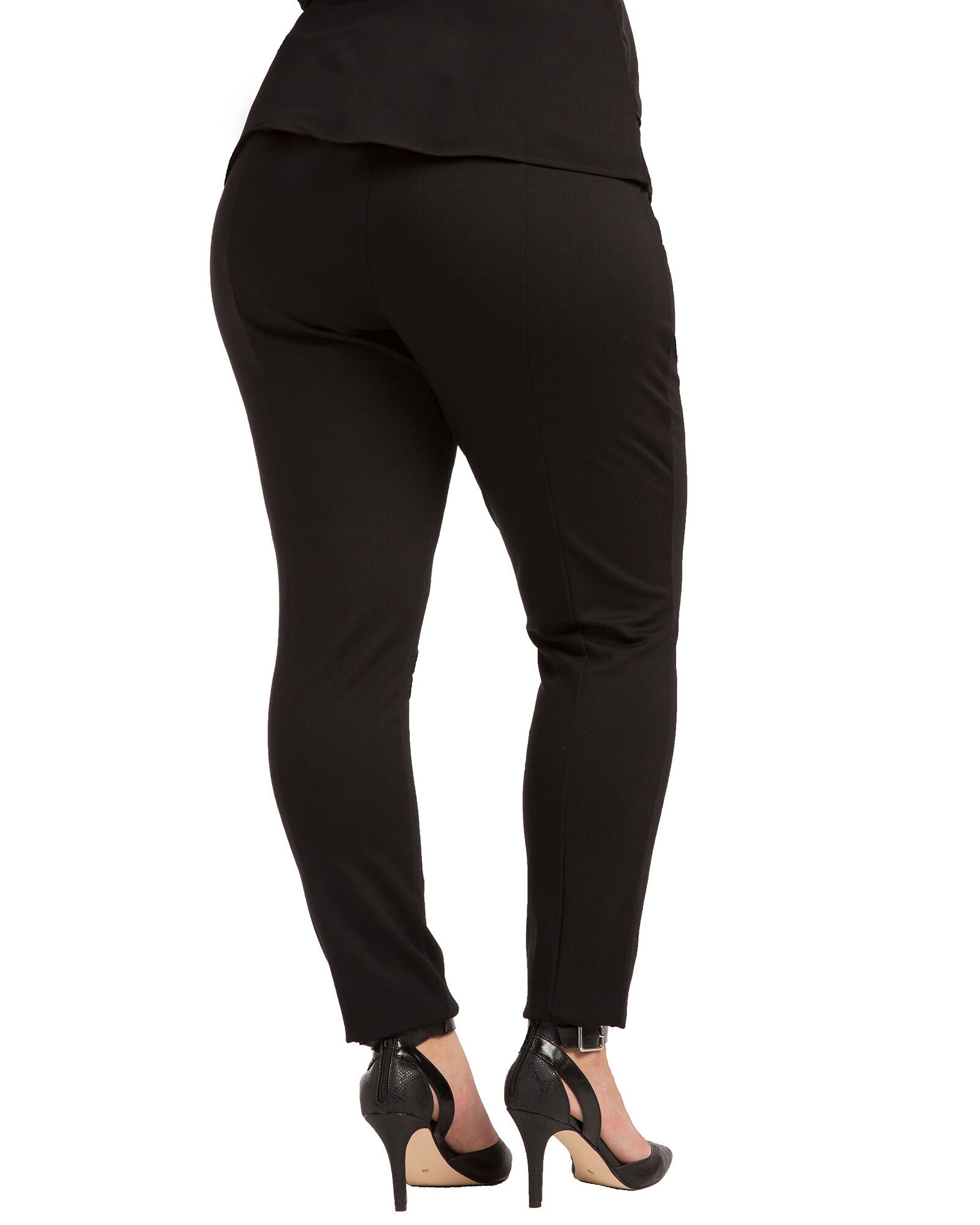 Cindy Ponte Legging with Sheer Panel, BLACK / Black, alternate image number 1