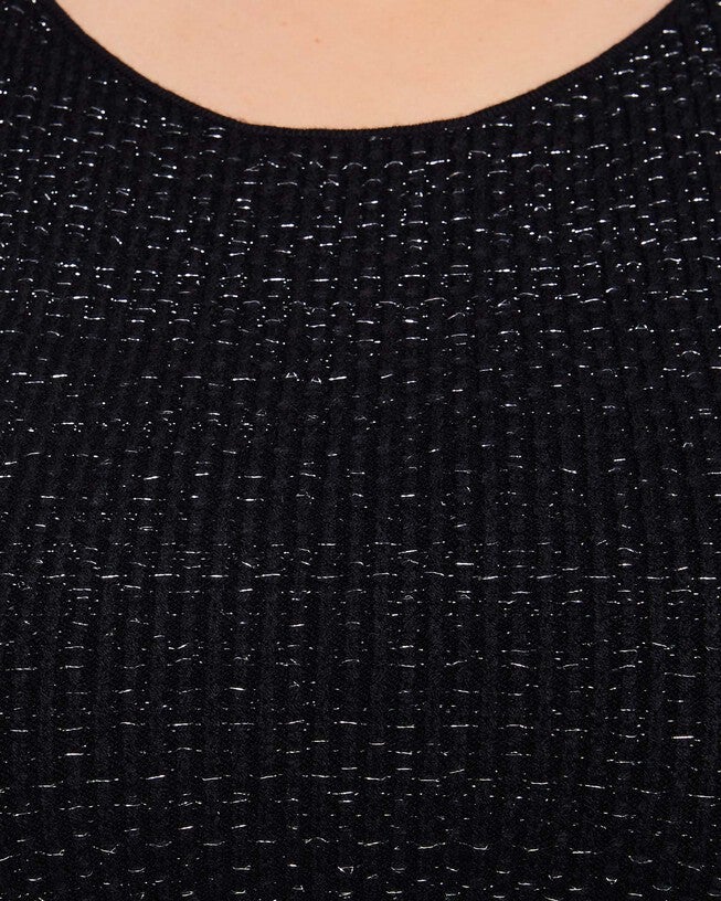 Abbey Black Metallic Knit Singlet Top, BlackSilver / Black, alternate image number null