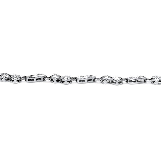 1/7 TCW Diamond Accented Heart Wings Ankle Bracelet Platinum-Plated Silver, , alternate image number null