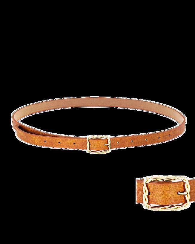 Twist Square Buckle Belt Brown, BROWN / Brown, hi-res image number 0